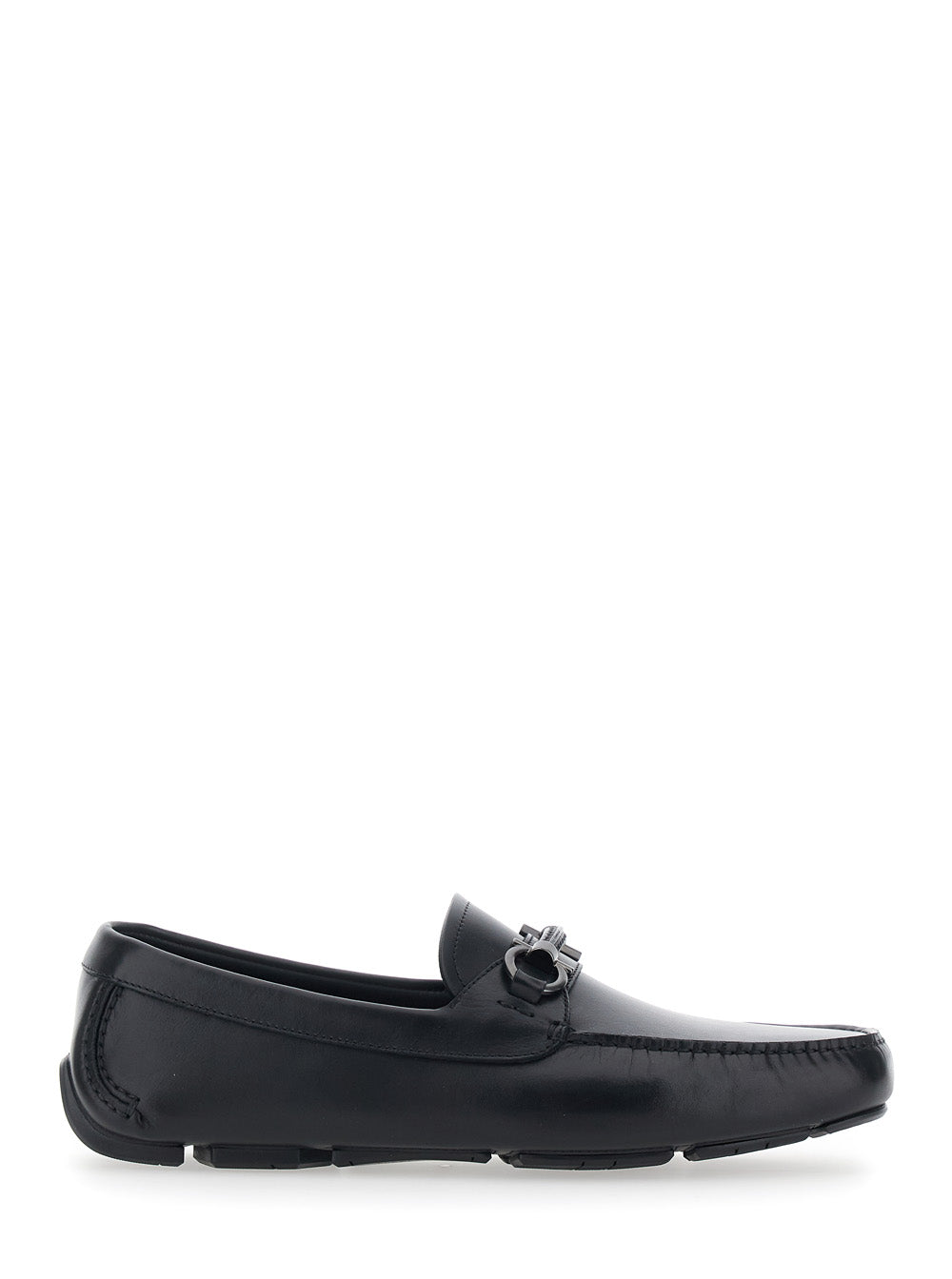 Ferragamo Men 'Sunsay' Black Loafers With Gancini Plaque On The Front In Leather For Men FERRAGAMO