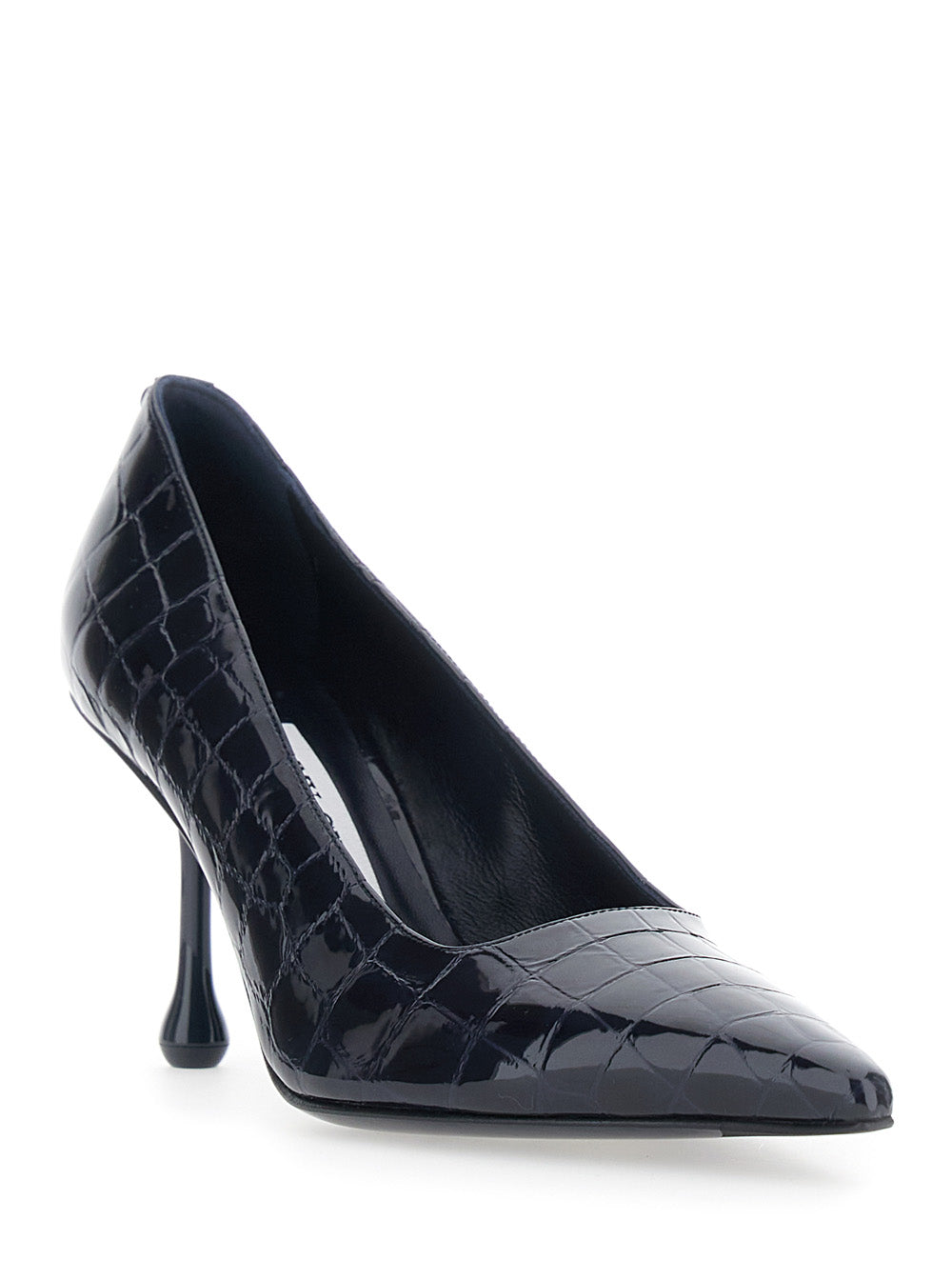 Jimmy Choo Women 'Ixia' Blue Pumps With Pointed Design In Crocodile-Effect Leather For Women JIMMY CHOO