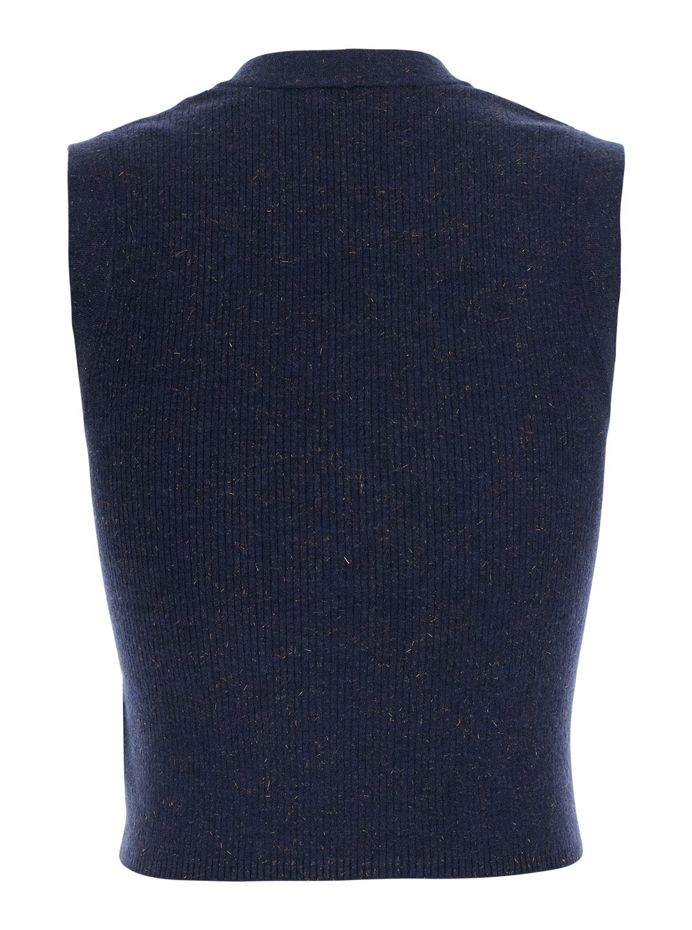 Brunello Cucinelli Women Blue Vest With V-Neck And Two Flap Pockets On The Front In Cashmere Blend For Women BRUNELLO CUCINELLI