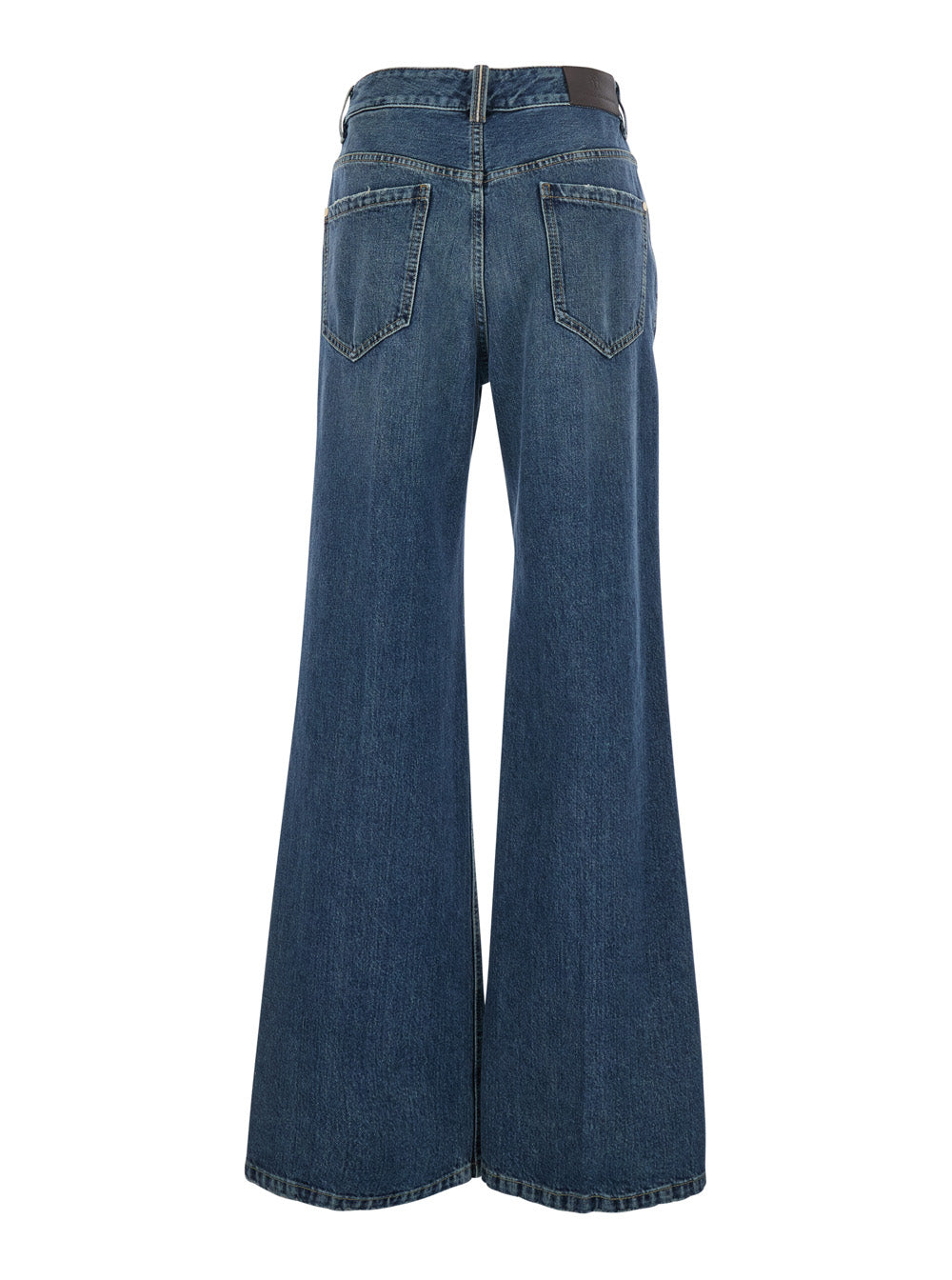Brunello Cucinelli Women Blue Jeans With Monil Detail On The Belt Loop And Wide Leg In Denim For Women BRUNELLO CUCINELLI