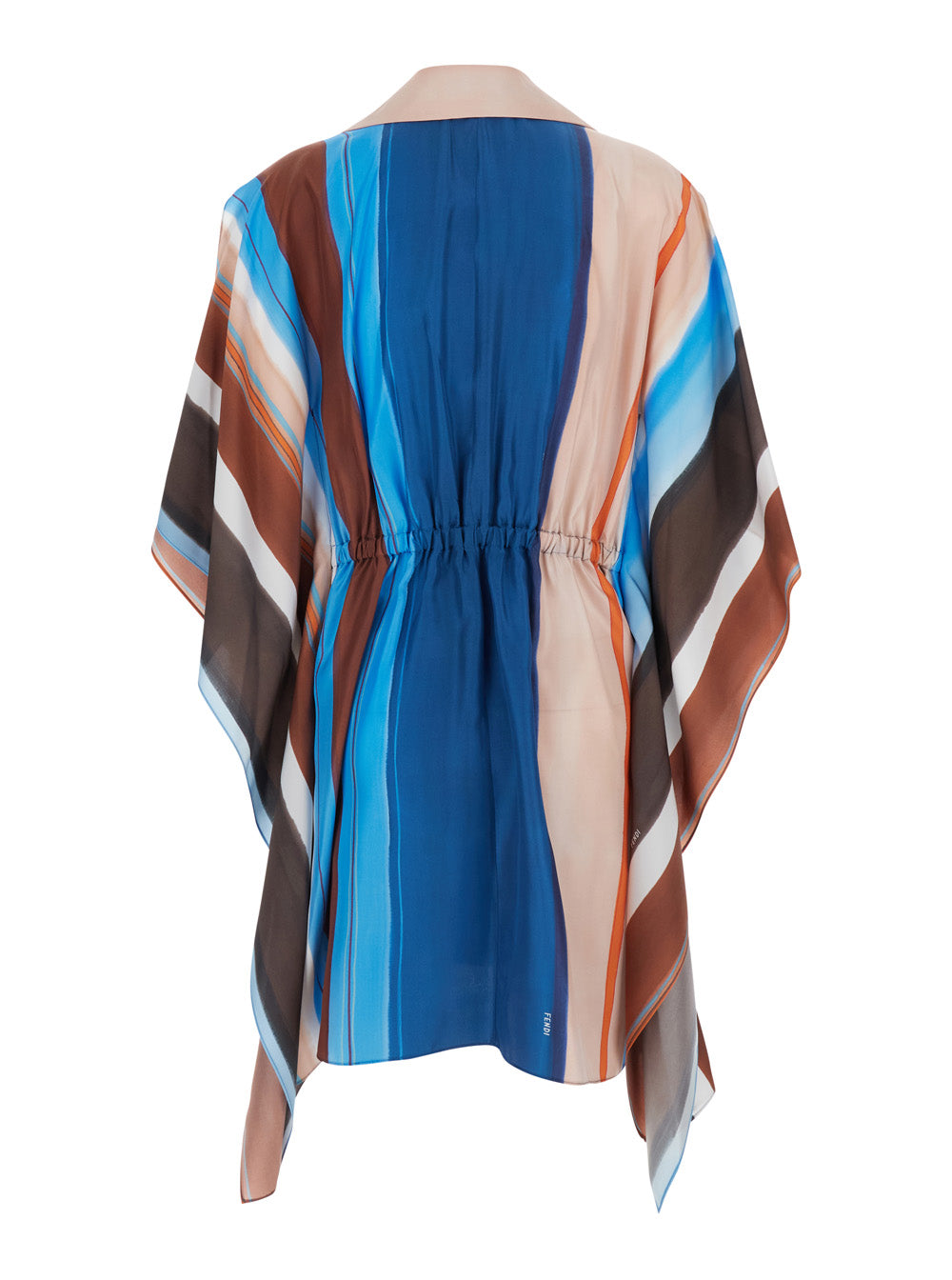 Fendi Women Multicolor Short Dress With Crossed V-Neck And All-Over Striped Motif In Silk For Women FENDI