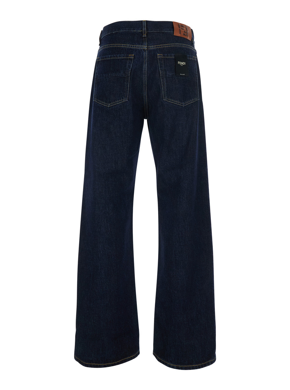 Fendi Men Blue Jeans With Logo Patch On The Back In Denim For Men FENDI