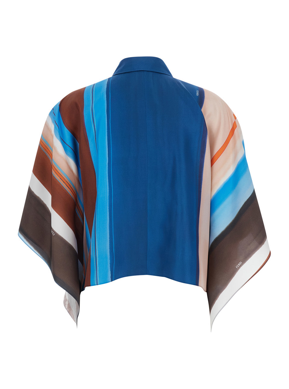 Fendi Women Multicolor Crop Shirt With Logo Embroidery On The Side And All-Over Striped Motif In Silk For Women FENDI