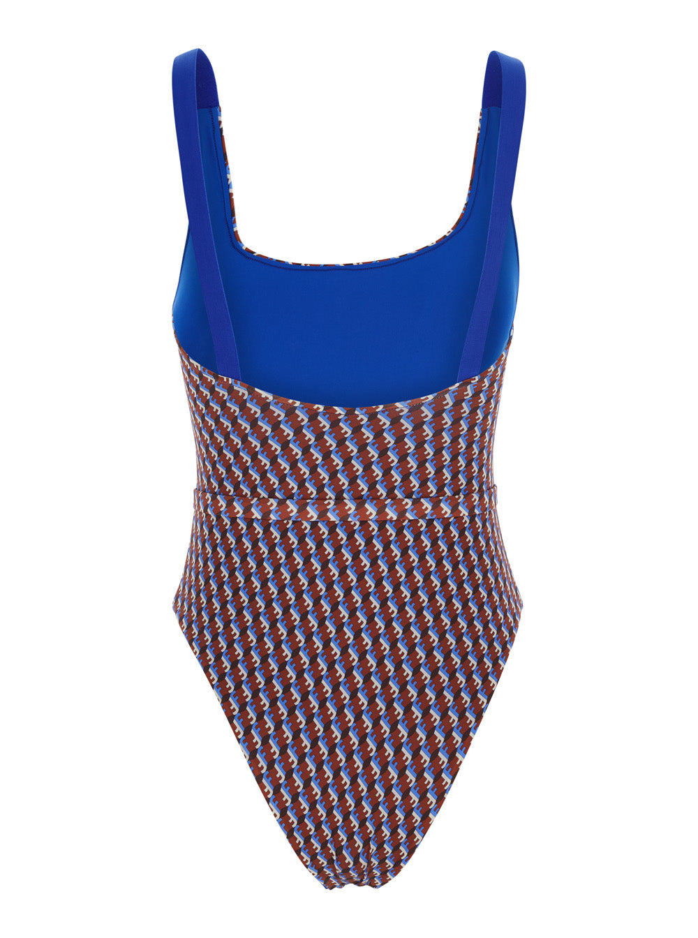 Fendi Women Multicolor One-Piece Swimsuit With All-Over Ff Motif And Ff Plate Belt In Tech Fabric For Women FENDI