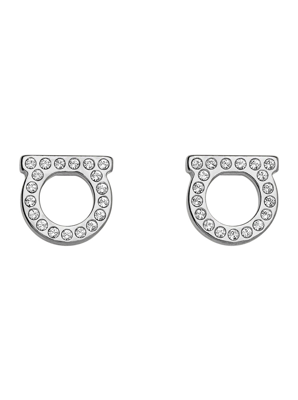 Ferragamo Women Silver-Colored Earrings With Gancini Design And Butterfly Clasp In Brass For Women FERRAGAMO