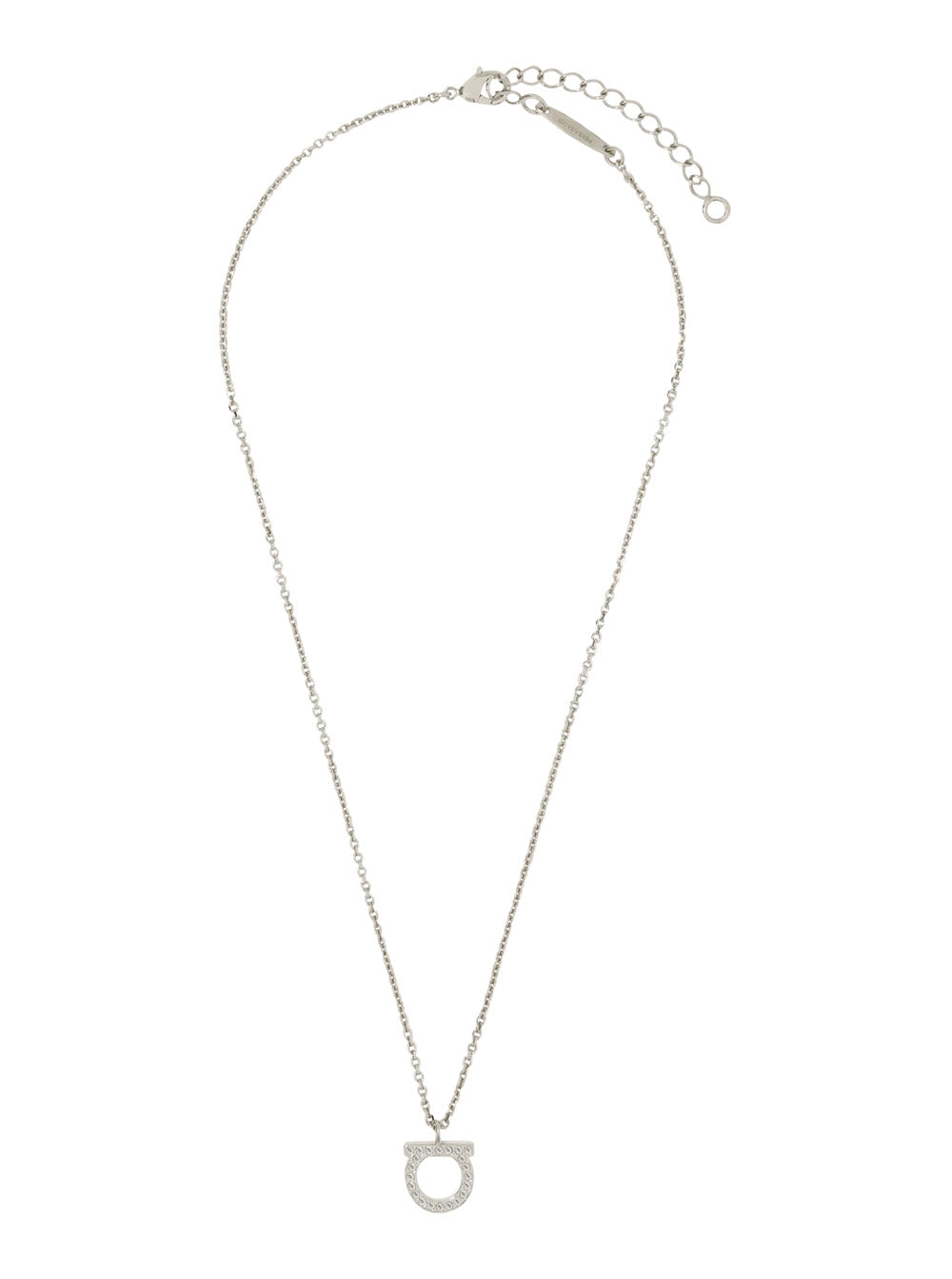 Ferragamo Women Silver-Colored Necklace With Gancini Pendant In Brass For Women FERRAGAMO