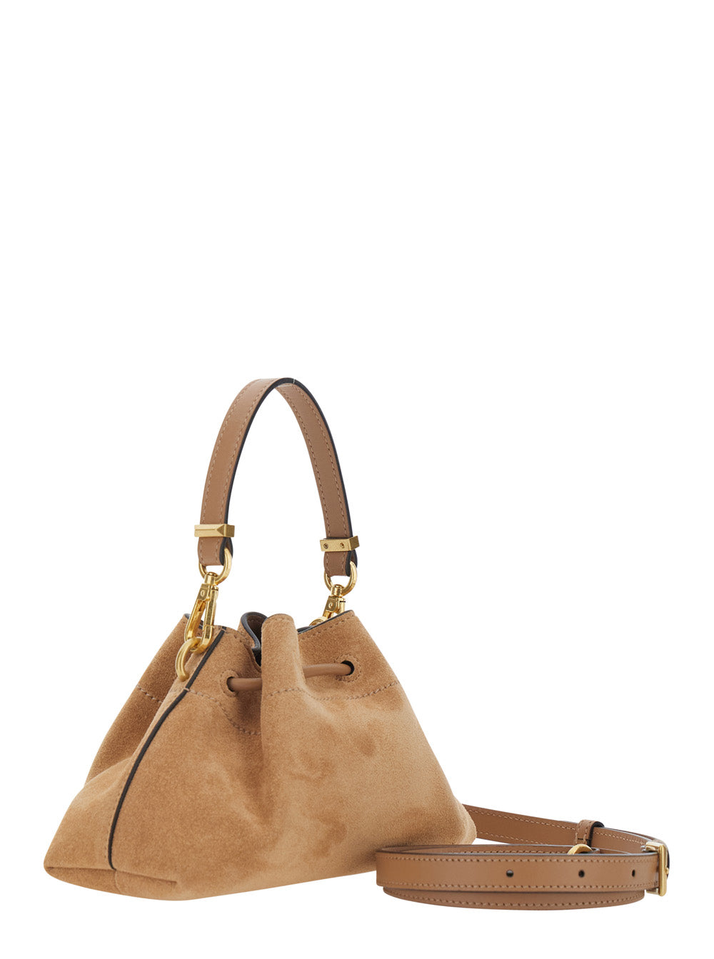 Jimmy Choo Women 'Cinch' Beige Crossbody Bag With Drawstring Closure In Suede For Women JIMMY CHOO