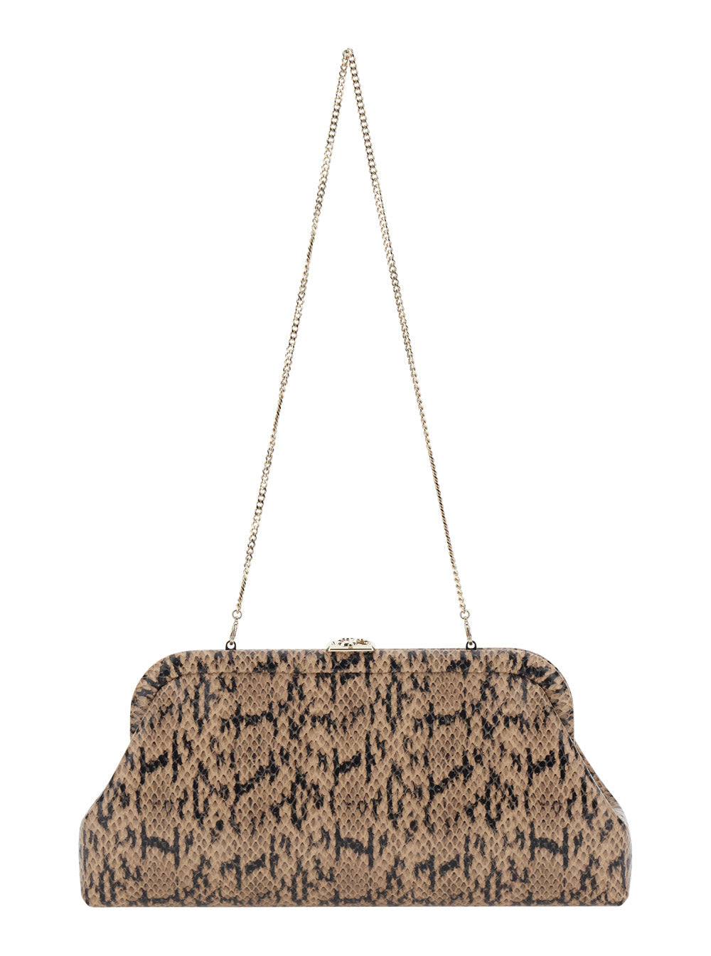 Jimmy Choo Women 'Skylar' Brown Clutch With Leather Snake Motif In Leather For Women JIMMY CHOO