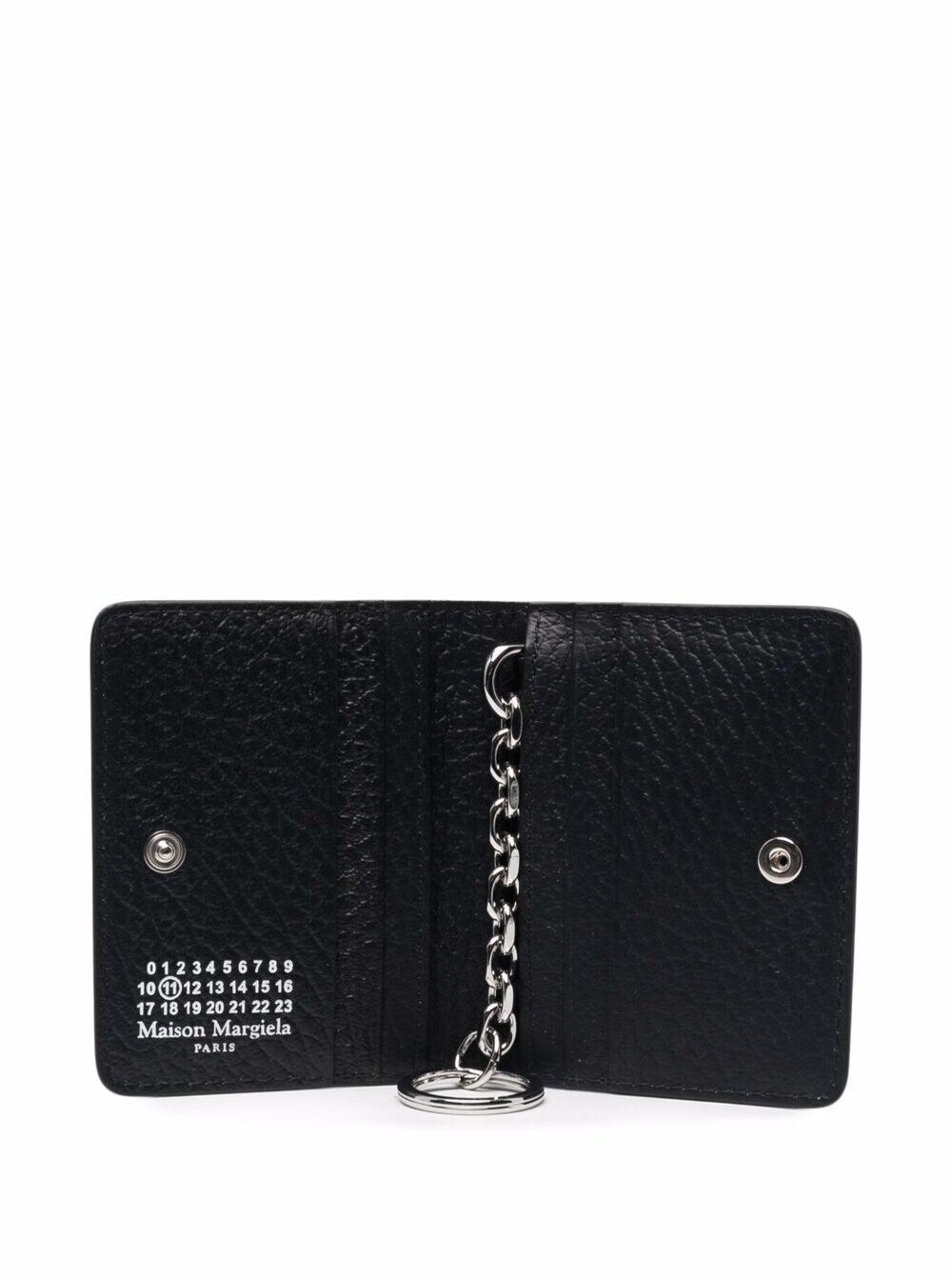Maison Margiela Women Bifold Wallet With Stitching Detail And Clasp In Grained Black Leather For Women MAISON MARGIELA