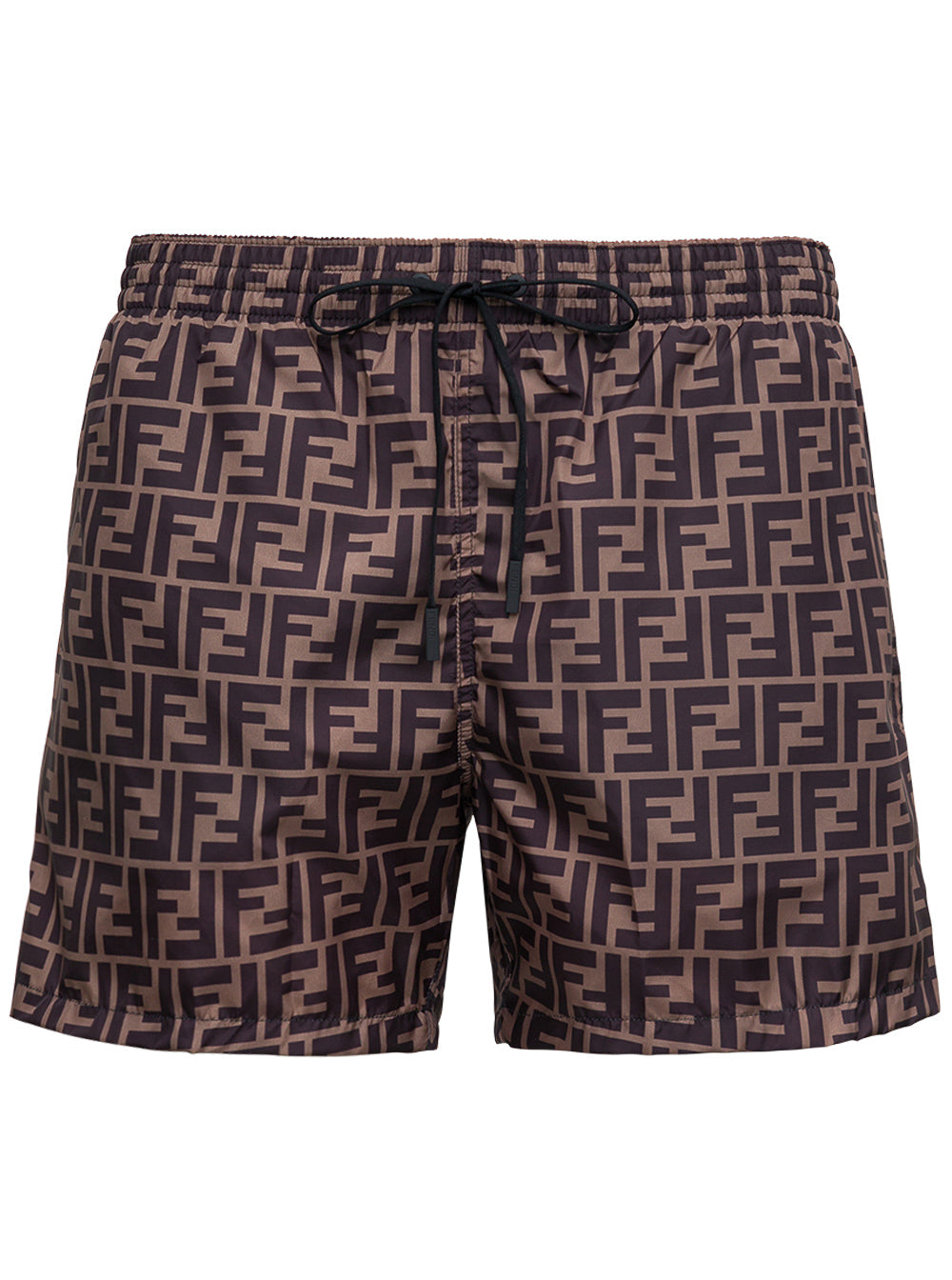 Fendi Men Ff Fabric Brown Swim Shorts For Men FENDI