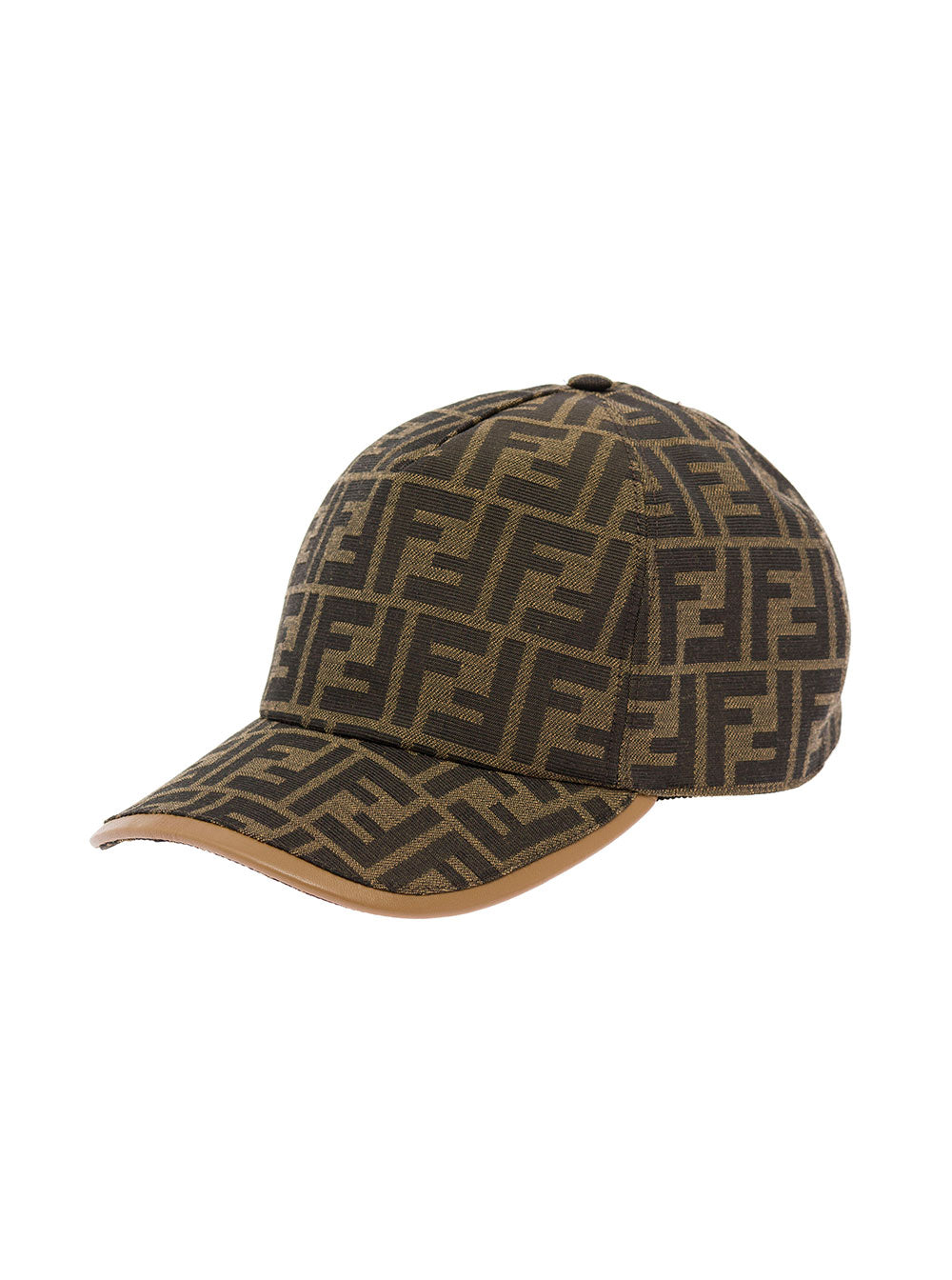 Fendi Men Baseball Hat With Ff All-Over Motif In Cotton Blend Brown Men FENDI