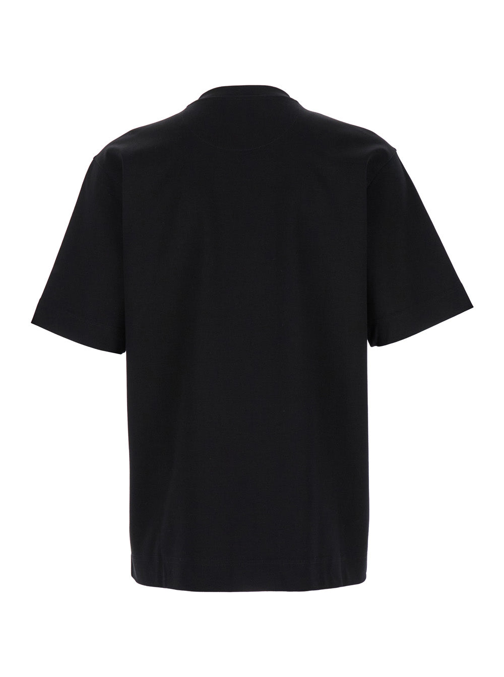 Fendi Men Crew Neck T-Shirt With Logo Print On The Front In Black Cotton For Men FENDI