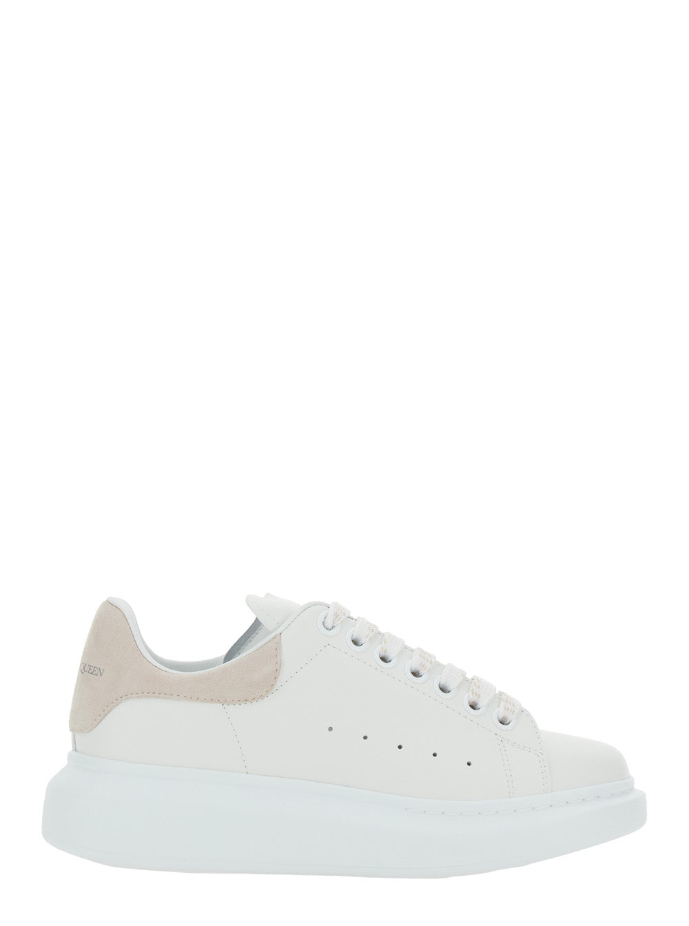 Alexander Mcqueen Women White Leather Low Top Sneakers With Contrast Heel And Logo Lettering For Women ALEXANDER MCQUEEN