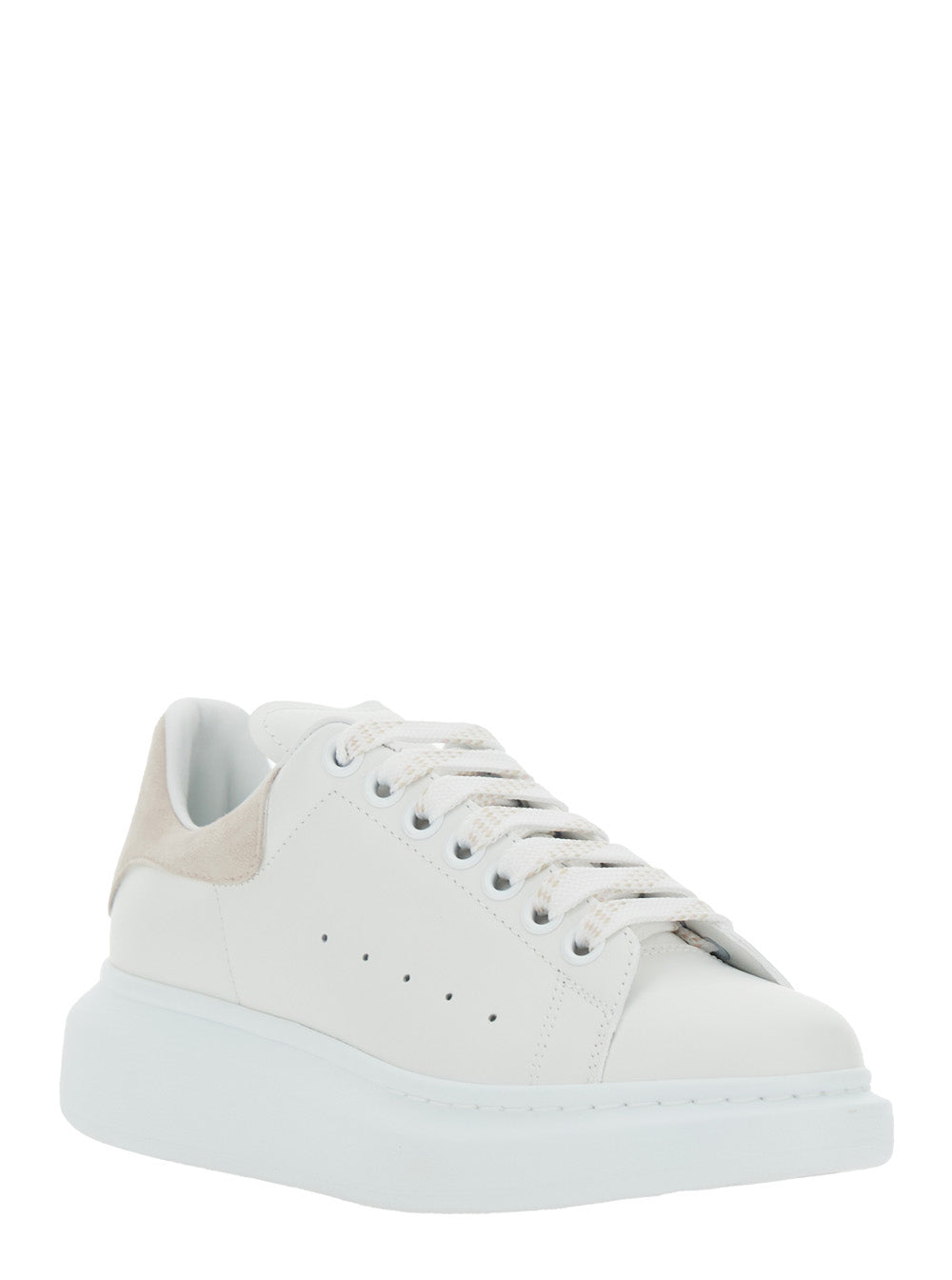 Alexander Mcqueen Women White Leather Low Top Sneakers With Contrast Heel And Logo Lettering For Women ALEXANDER MCQUEEN