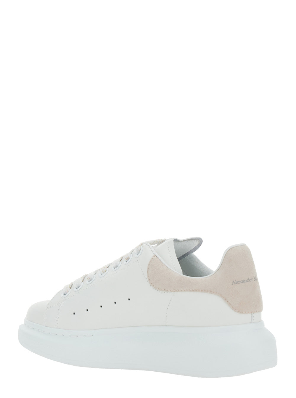 Alexander Mcqueen Women White Leather Low Top Sneakers With Contrast Heel And Logo Lettering For Women ALEXANDER MCQUEEN