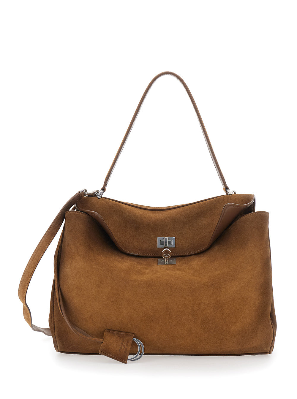 Balenciaga Women Shoulder Bag 'Rodeo Media' With Removable Strap In Brown Suede For Women BALENCIAGA