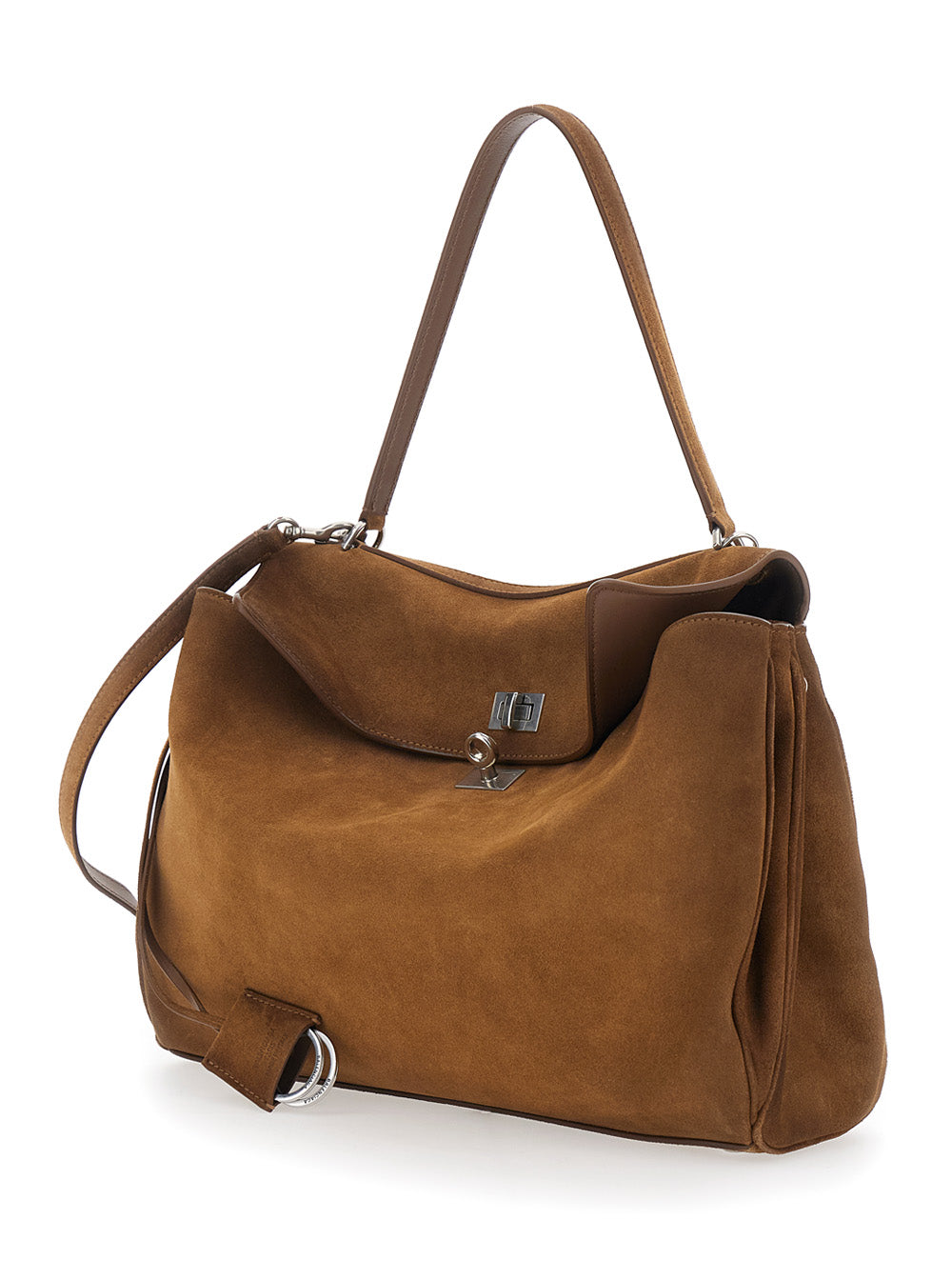 Balenciaga Women Shoulder Bag 'Rodeo Media' With Removable Strap In Brown Suede For Women BALENCIAGA