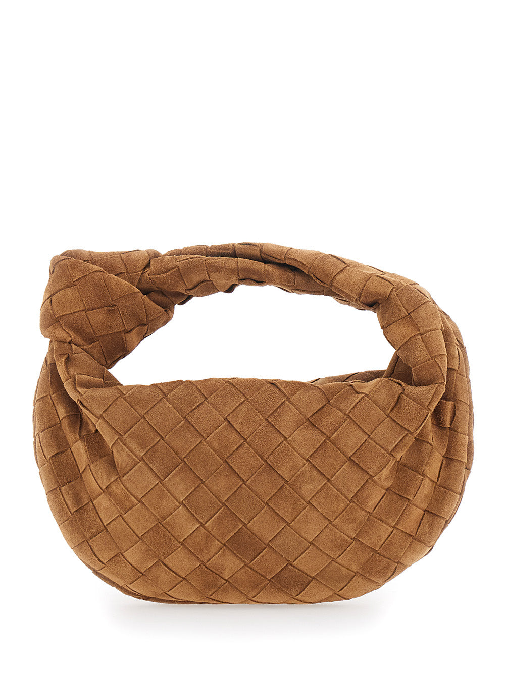 Bottega Veneta Women Handbag 'Mini Jodie' With Intreccio Motif In Brown Suede For Women BOTTEGA VENETA