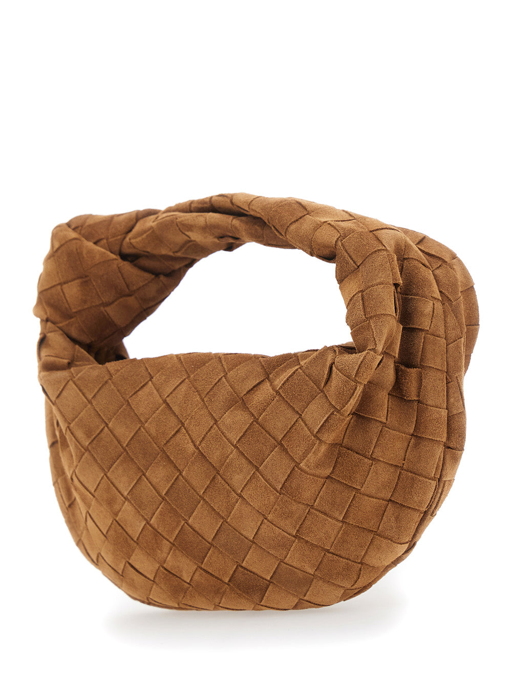 Bottega Veneta Women Handbag 'Mini Jodie' With Intreccio Motif In Brown Suede For Women BOTTEGA VENETA