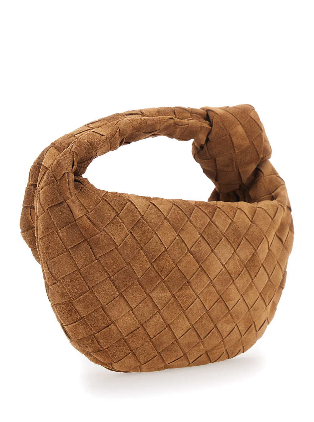 Bottega Veneta Women Handbag 'Mini Jodie' With Intreccio Motif In Brown Suede For Women BOTTEGA VENETA