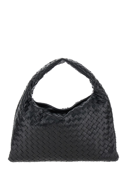 Bottega Veneta Women Shoulder Bag 'Hop Piccola' With Intreccio Motif In Black Leather For Women BOTTEGA VENETA