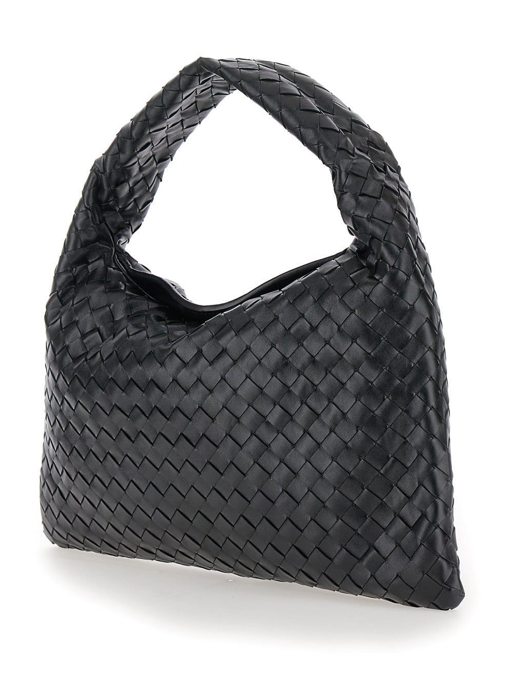 Bottega Veneta Women Shoulder Bag 'Hop Piccola' With Intreccio Motif In Black Leather For Women BOTTEGA VENETA