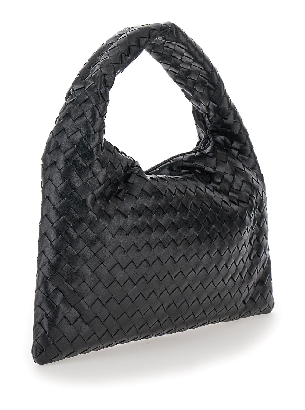 Bottega Veneta Women Shoulder Bag 'Hop Piccola' With Intreccio Motif In Black Leather For Women BOTTEGA VENETA