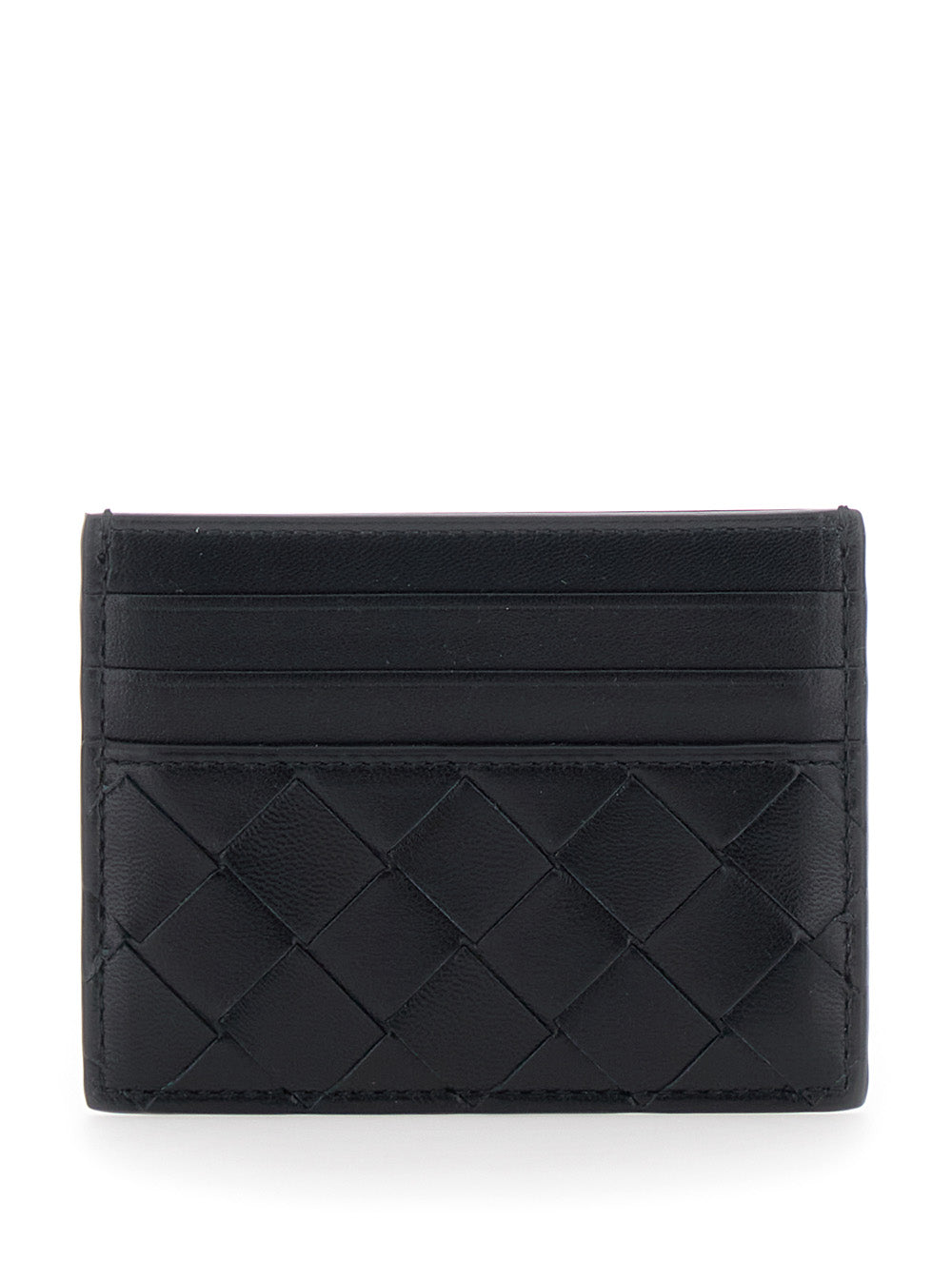 Bottega Veneta Women Black Leather Card Holder BOTTEGA VENETA