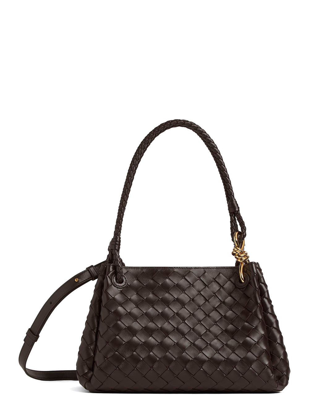 Bottega Veneta Women Shoulder Bag 'Parachutte' With Knot Detail And Intreccio Motif In Brown Leather For Women BOTTEGA VENETA