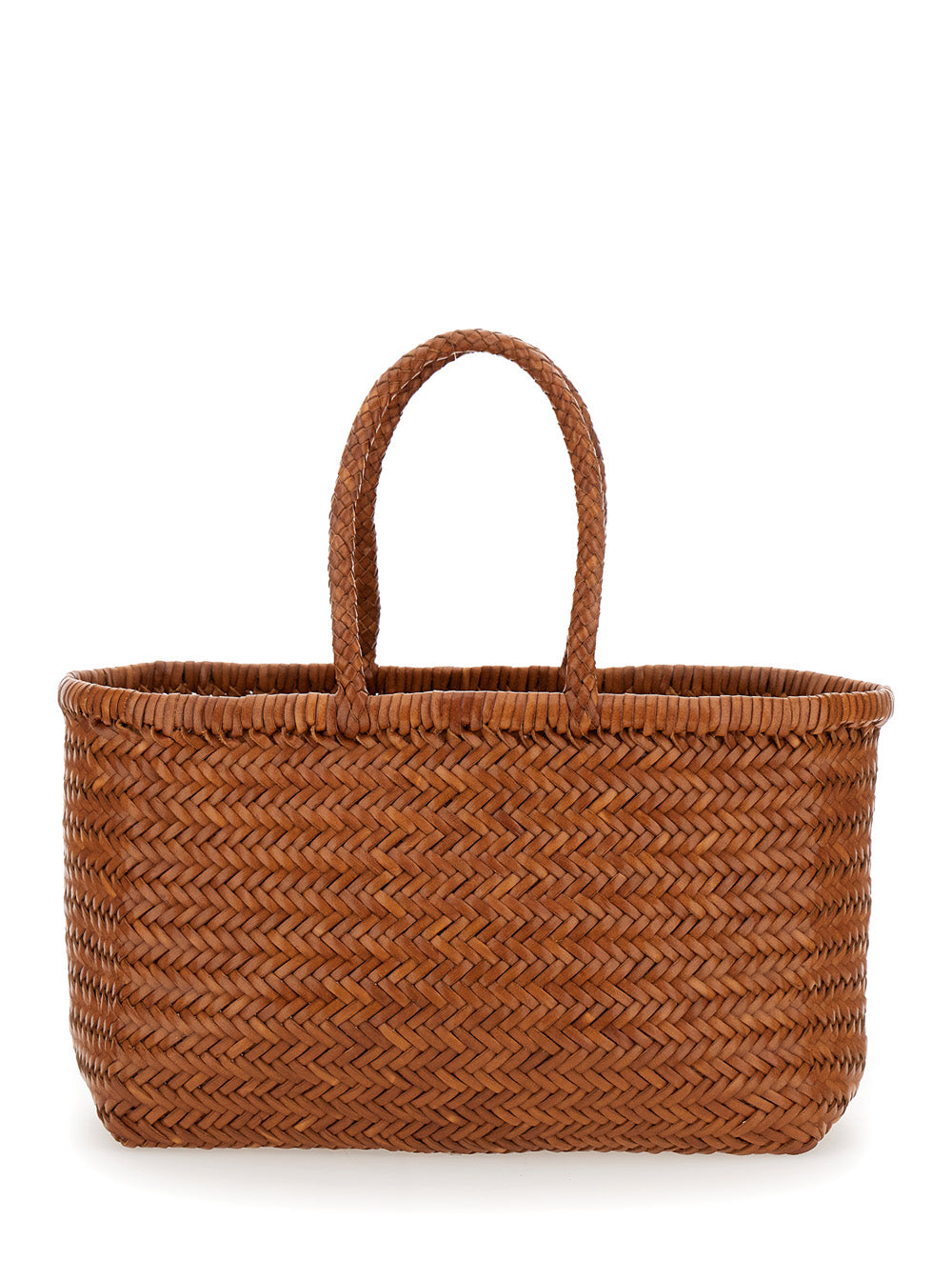 Dragon Diffusion Women Tote Bag 'Bamboo Triple Jump' With Two Top Handles In Brown Leather For Women DRAGON DIFFUSION