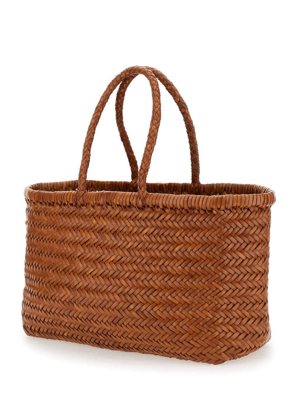 Dragon Diffusion Women Tote Bag 'Bamboo Triple Jump' With Two Top Handles In Brown Leather For Women DRAGON DIFFUSION