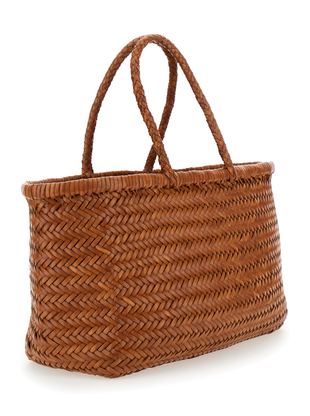 Dragon Diffusion Women Tote Bag 'Bamboo Triple Jump' With Two Top Handles In Brown Leather For Women DRAGON DIFFUSION