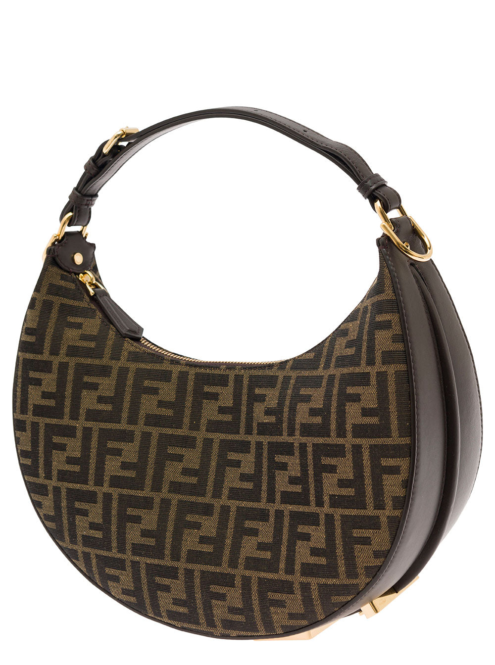 Fendi Women Handbag 'Fendigraphy Small' With Ff Motif In Brown Jacquard Fabric FENDI
