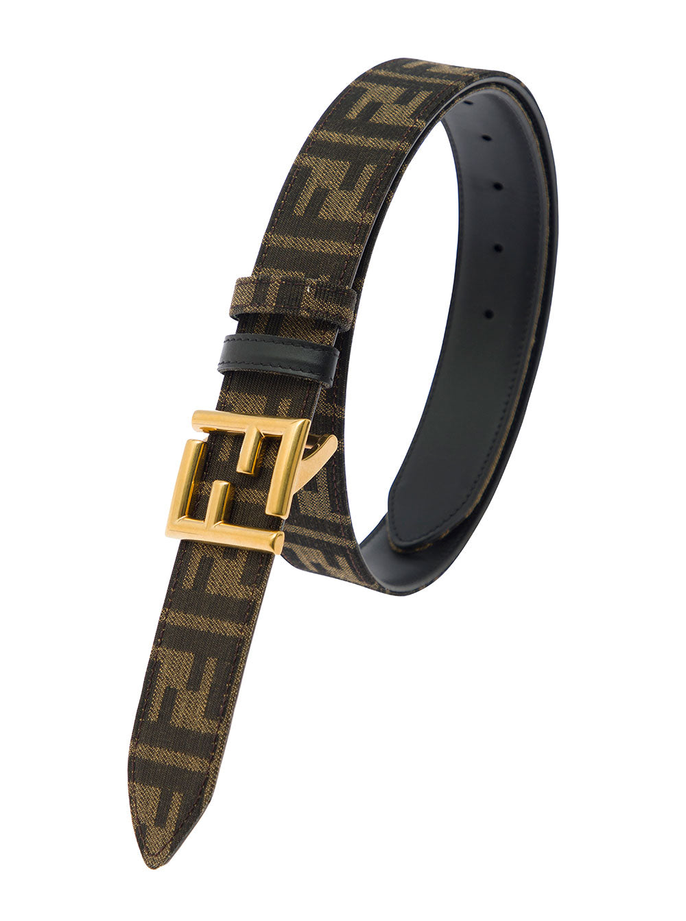 Fendi Women Reversible Belt With Ff Logo Buckle In Brown And Black Leather For Women FENDI