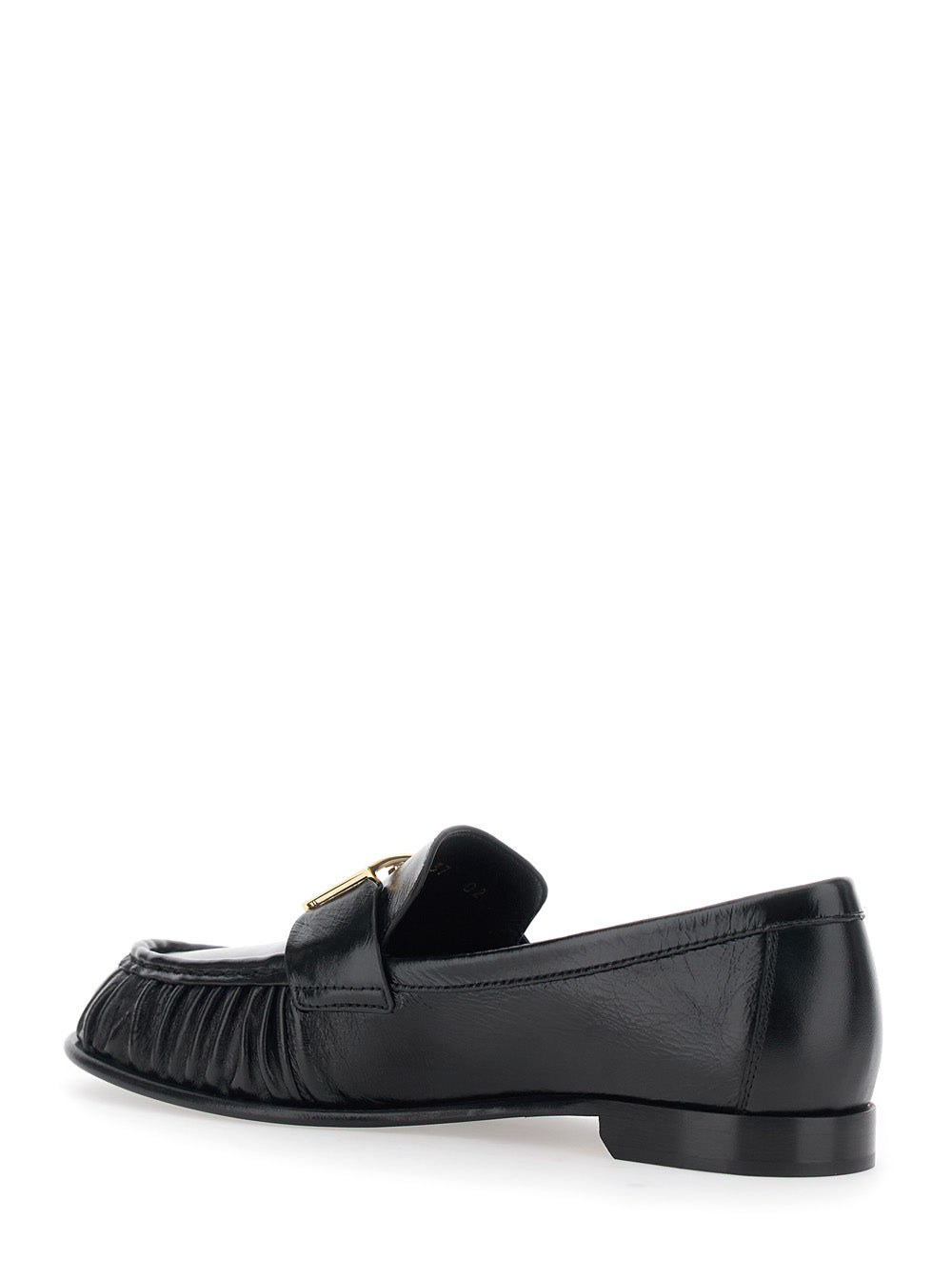 Fendi Women Loafers With Ff Plate On The Front In Black Leather FENDI