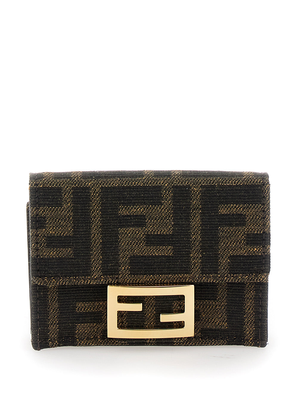 Fendi Women Trifold Wallet 'Micro Baguette' In Ff Fabric Brown Women FENDI