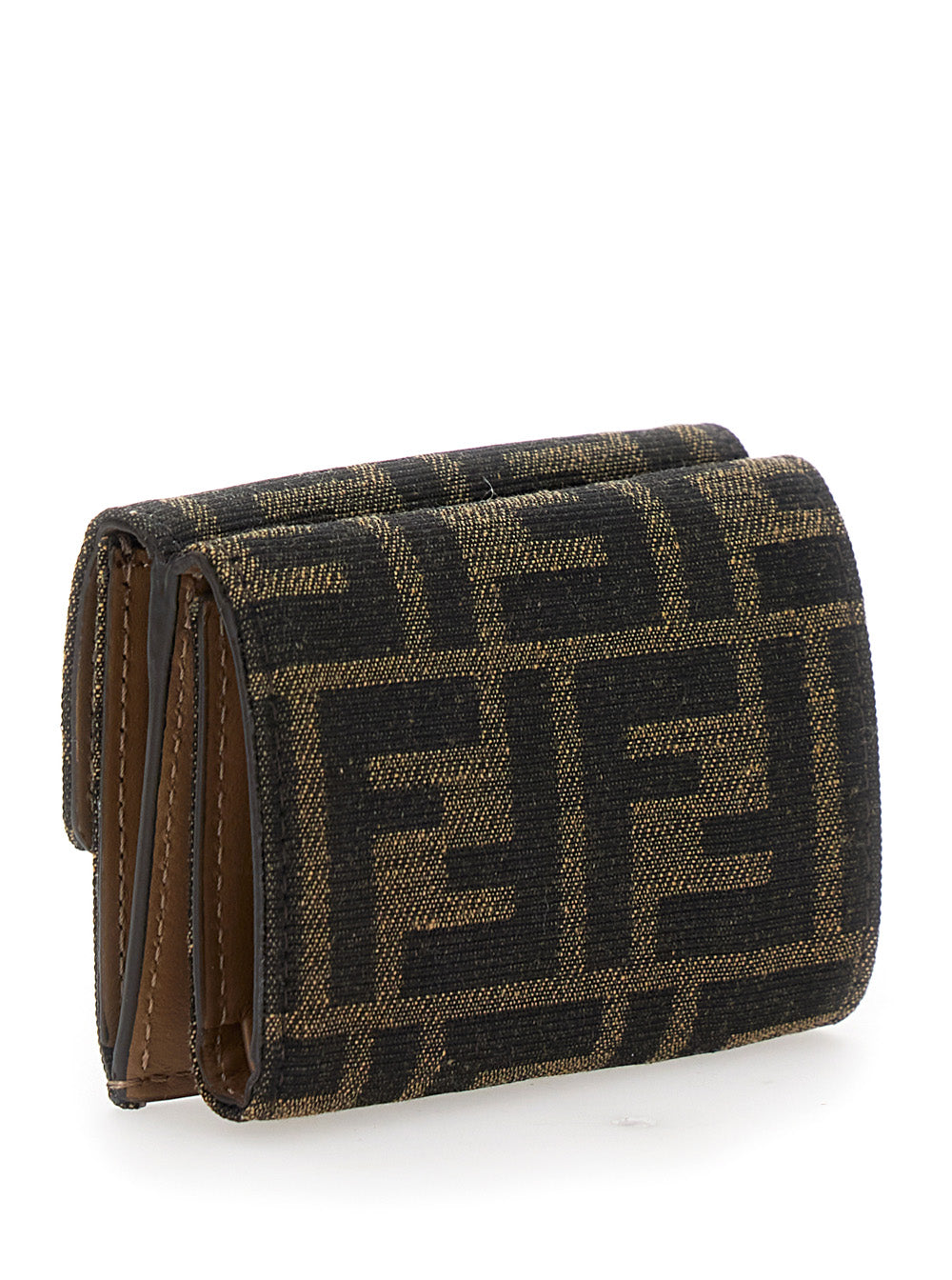 Fendi Women Trifold Wallet 'Micro Baguette' In Ff Fabric Brown Women FENDI