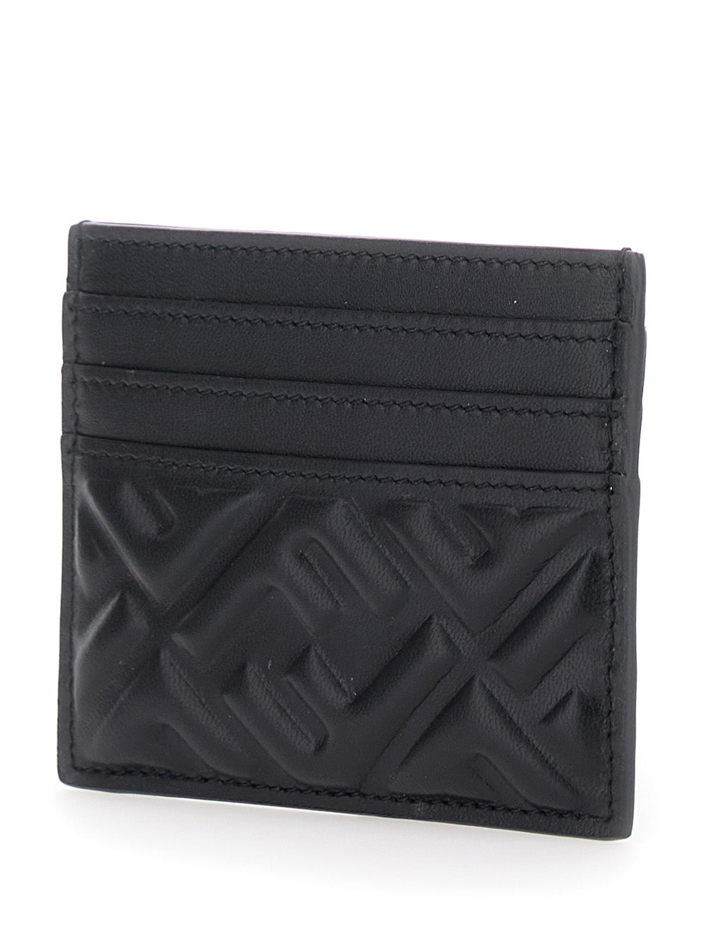 Fendi Women Card Holder With Ff Motif In Black Leather For Women FENDI