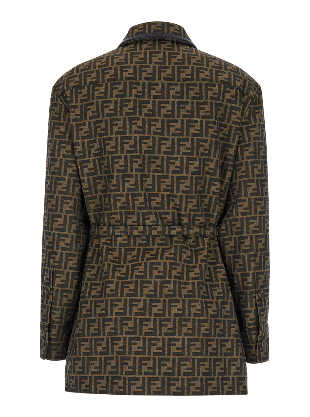 Fendi Women Jacket With Ff All-Over Motif In Cotton Blend Brown Woman FENDI