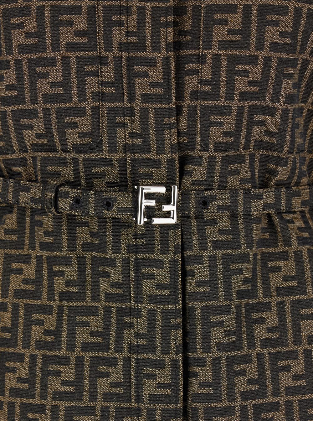 Fendi Women Jacket With Ff All-Over Motif In Cotton Blend Brown Woman FENDI