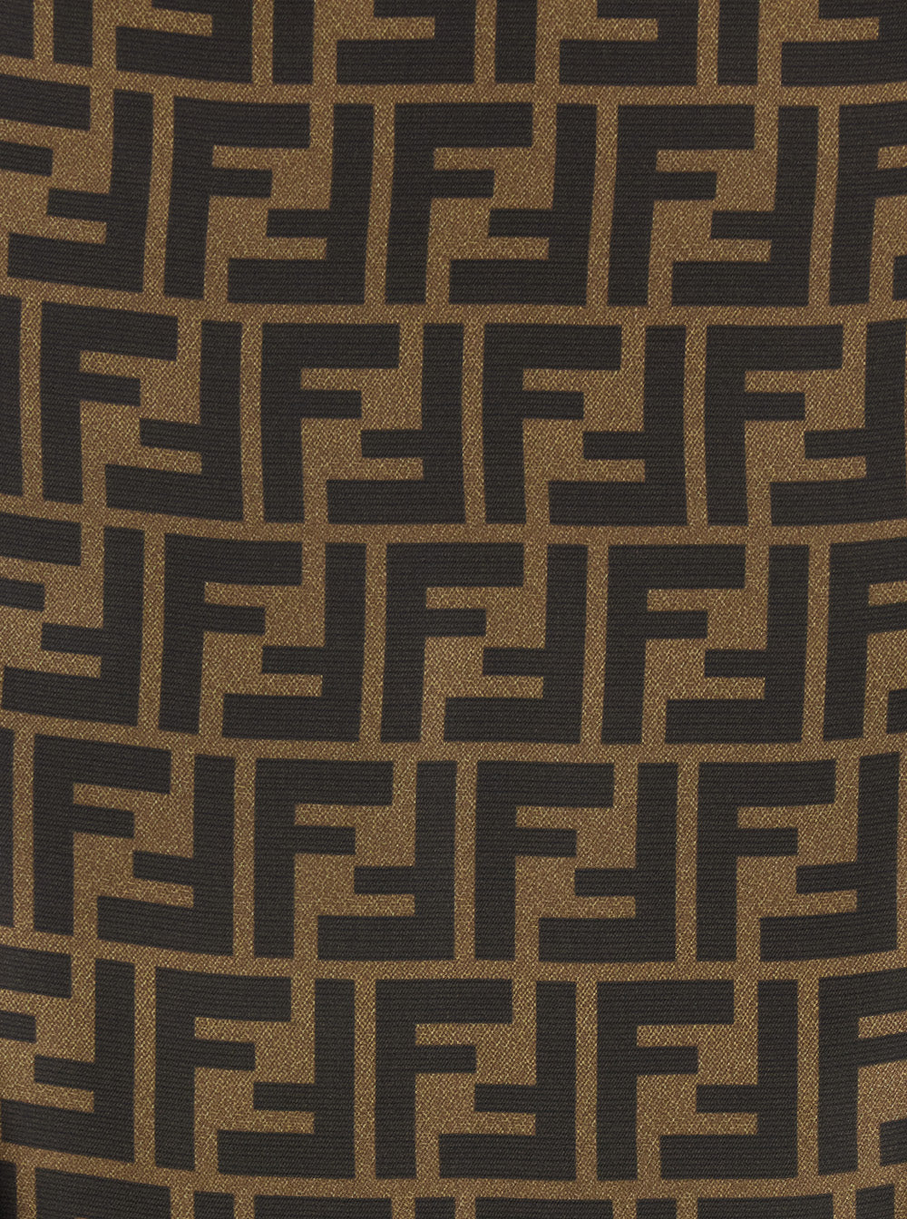 Fendi Women Brown Midi Flared Skirt With Ff All-Over Motif In Silk For Women FENDI