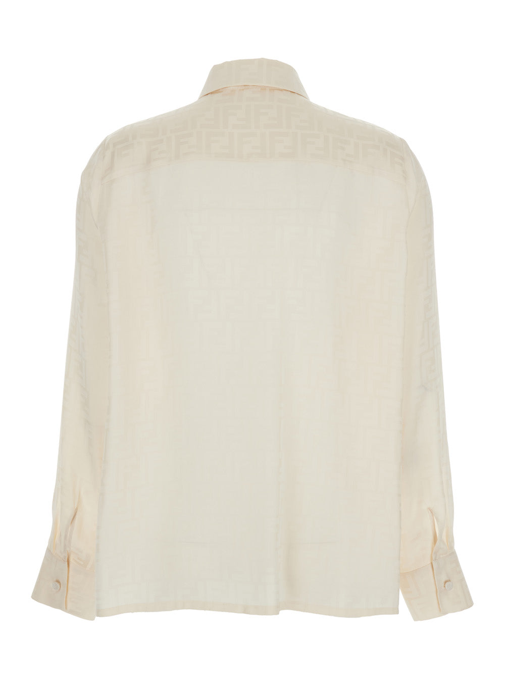 Fendi Women Shirt With Pointed Collar And Ff Motif In White Silk For Women FENDI