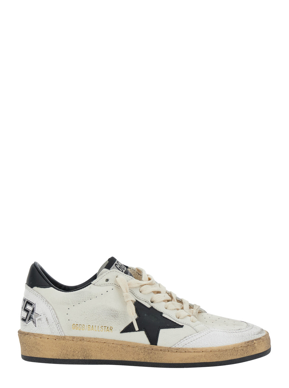 Golden Goose Women Sneaker 'Ballstar' Low Top With Star Patch On The Side And Contrast Heel With White And Black Leather Writing For Women GOLDEN GOOSE