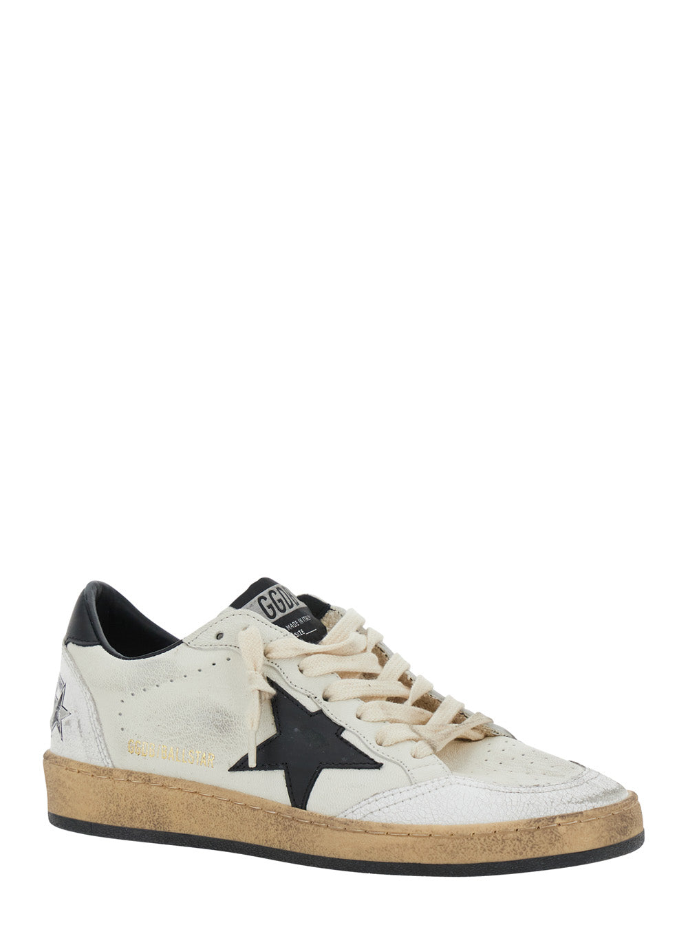 Golden Goose Women Sneaker 'Ballstar' Low Top With Star Patch On The Side And Contrast Heel With White And Black Leather Writing For Women GOLDEN GOOSE