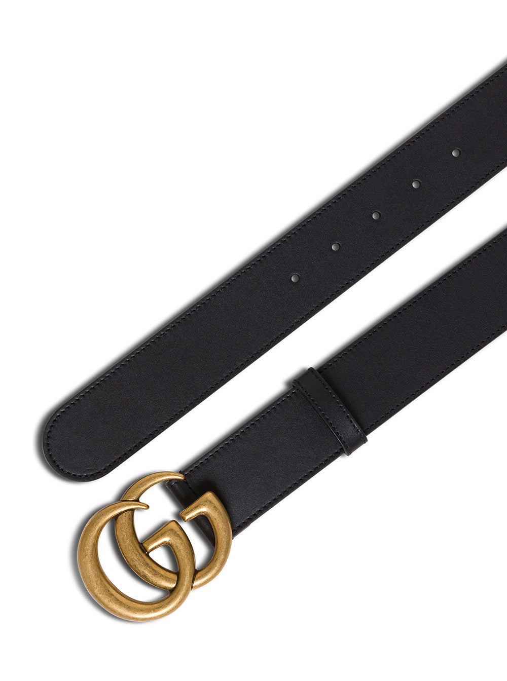Gucci Women Gg Leather Belt With Logo Buckle In Black Leather For Women GUCCI