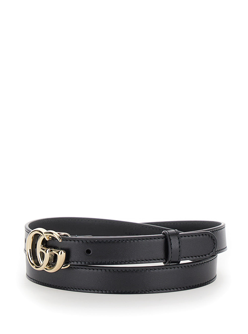 Gucci Women Belt With Double G Buckle In Black Leather For Women GUCCI
