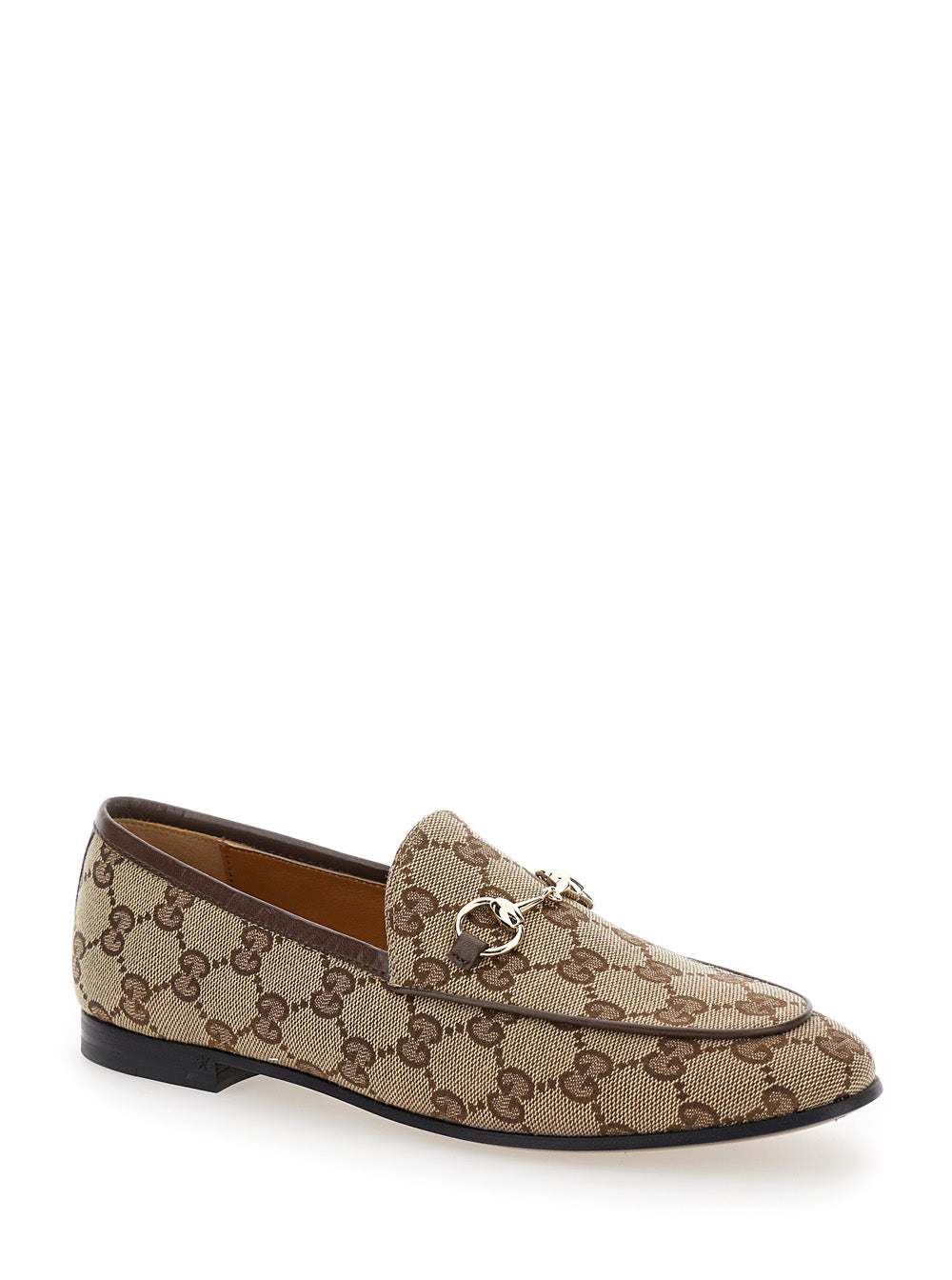 Gucci Women Loafers 'Jordan' With Horsebit Detail In Original Gg Fabric Beige Women GUCCI