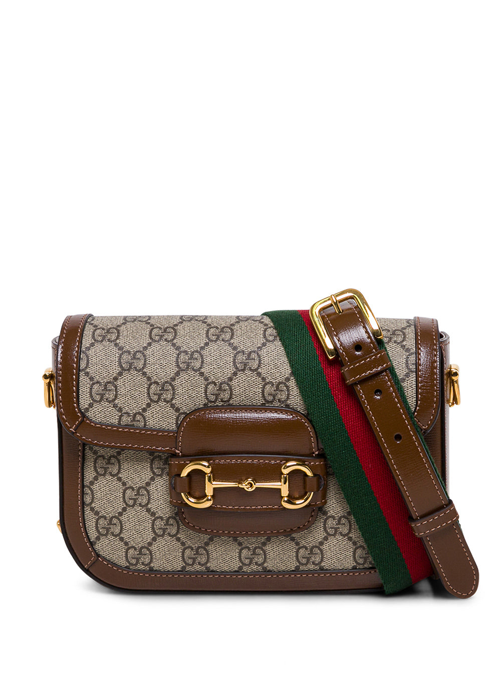 Gucci Women Crossbody Bag 'Horsebit 1955' With Web Detail In Gg Canvas Beige And Ebony Woman GUCCI