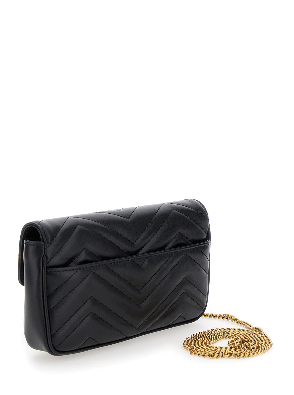 Gucci Women Mini Crossbody Bag 'Gg Marmont 2.0' With Double G In Black Chevron Leather For Women GUCCI