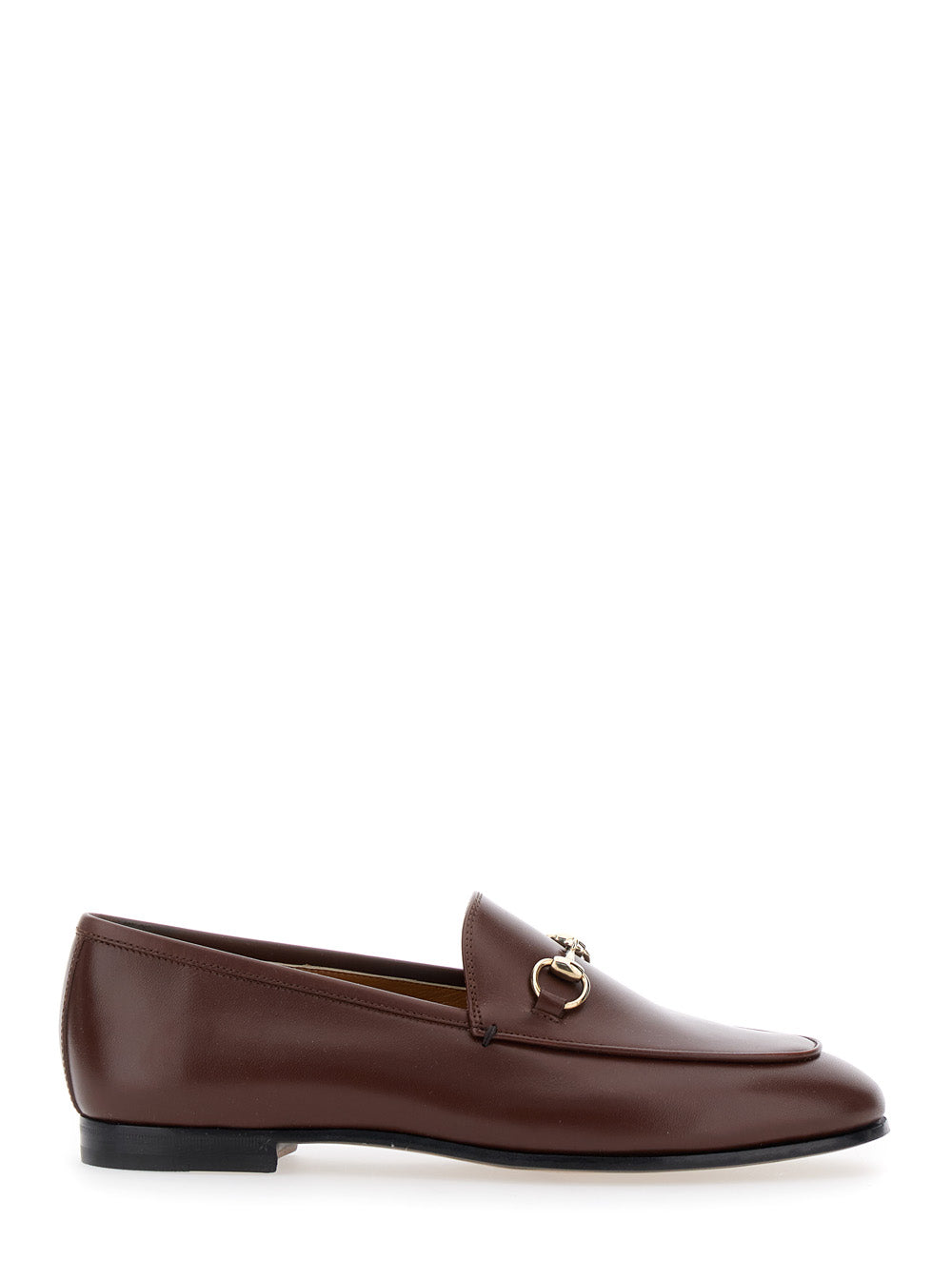 Gucci Women Loafers 'Jordan' With Horsebit Detail In Brown Glossy Leather For Women GUCCI
